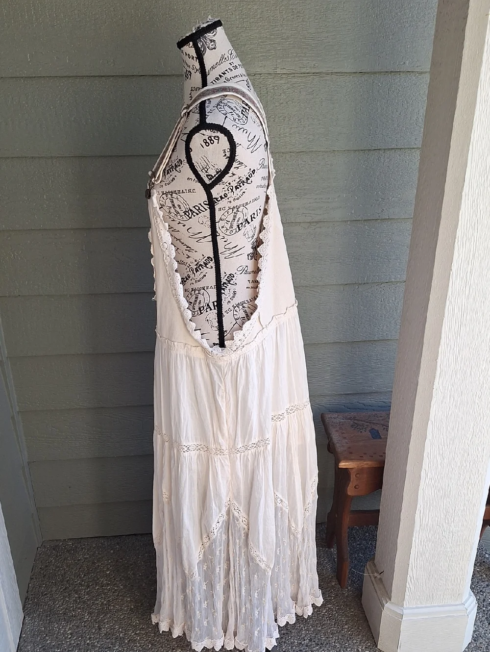 Free People Trails End Lace Crochet Vintage Overall Maxi Dress Skirtall XL - Picture 10 of 15